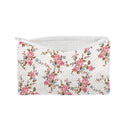 Rosey Floral White Quilted Makeup Bag