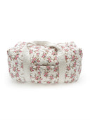 Rosey Floral White Quilted Weekender Duffle Bag