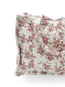 Rosey Floral White Quilted Tote