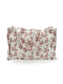 Rosey Floral White Quilted Tote