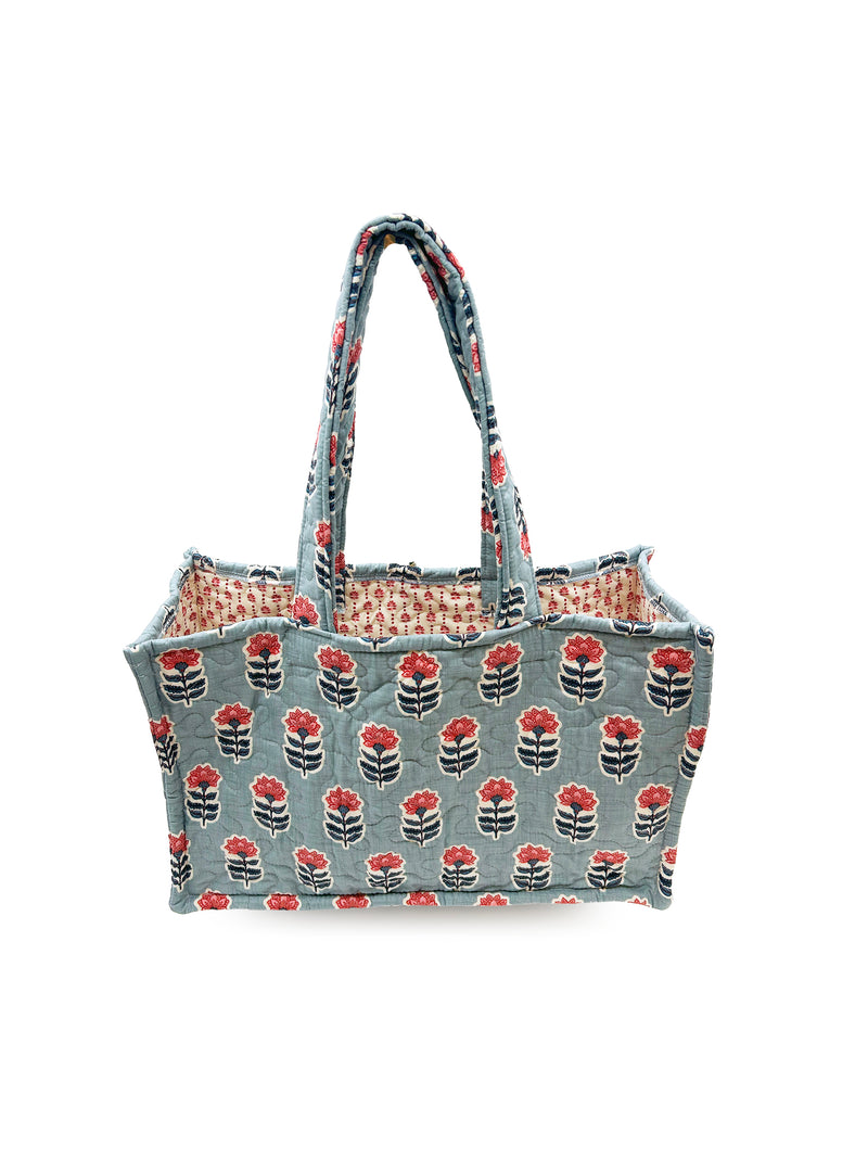 Erin & Ben Co. Sadie Floral Icon Blue Quilted Tote Bag
