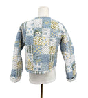 Scarlette Patchwork Blue Cropped Quilted Jacket