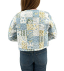 Scarlette Patchwork Blue Cropped Quilted Jacket