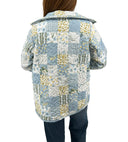Scarlette Patchwork Blue Quilted Snap Jacket