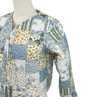 Scarlette Patchwork Blue Cropped Quilted Jacket