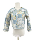 Scarlette Patchwork Blue Cropped Quilted Jacket