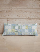 Scarlette Patchwork Blue Quilted Oblong 14" x33" Pillow