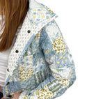 Scarlette Patchwork Blue Quilted Snap Jacket