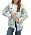 Scarlette Patchwork Blue Quilted Snap Jacket