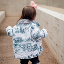 Aledo Toile Navy Youth Quilted Snap Jacket