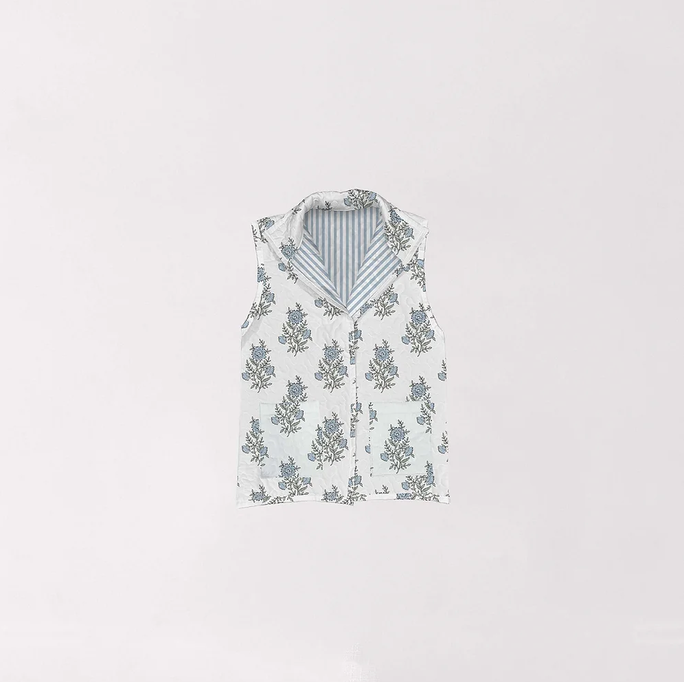 Claire Floral Blue Quilted Ruby Vest – Ida Mae Home