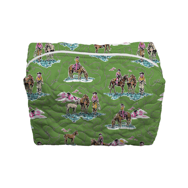 Sierra Cowgirl Green Quilted Makeup Bag