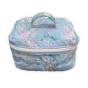 Floral-patterned makeup bag on a white background