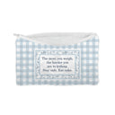 "Stay Safe Eat Cake" Blue Quilted Makeup Bag