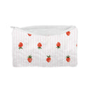 "Stay Sweet" Strawberries Quilted Makeup Bag