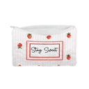 "Stay Sweet" Strawberries Quilted Makeup Bag