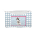Framed Sweater Pups Blue Quilted Makeup Bag