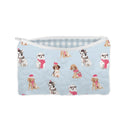 Sweater Pups Blue Quilted Makeup Bag