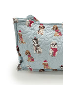 Sweater Pups Blue Quilted Tote