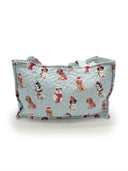 Sweater Pups Blue Quilted Tote