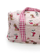 Sweater Pups Pink Quilted Weekender Duffle Bag
