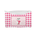 Framed Sweater Pups Pink Quilted Makeup Bag