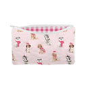 Sweater Pups Pink Quilted Makeup Bag