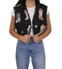 Thunderbird Boots Black Quilted Tara Vest
