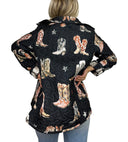 Thunderbird Boots Black Quilted Snap Jacket