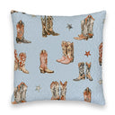 Thunderbird Boots Blue Quilted 20" Pillow
