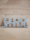 Thunderbird Boots Blue Quilted Oblong 14" x33" Pillow