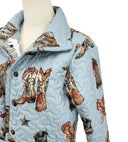 Thunderbird Boots Blue Quilted Snap Jacket