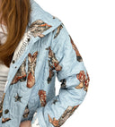 Thunderbird Boots Blue Quilted Snap Jacket