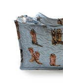 Thunderbird Boots Blue Quilted Tote