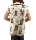 Thunderbird Boots Linen Quilted Ruby Vest