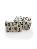 Thunderbird Boots Linen/Black Quilted Makeup Bag