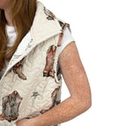 Thunderbird Boots Linen Quilted Ruby Vest