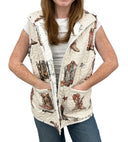 Thunderbird Boots Linen Quilted Ruby Vest
