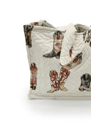 Thunderbird Boots Linen Quilted Tote