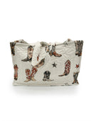 Thunderbird Boots Linen Quilted Tote