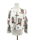 Thunderbird Boots Neutral Cropped Quilted Jacket
