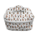 travel bag with cowboy boot pattern on a white background