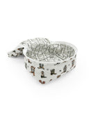 Fabric makeup bag with cowboy boot pattern on a white background