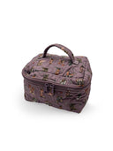 purple quilted travel case with thunderbird boot design 