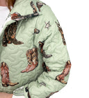 Thunderbird Boots Sage Quilted Snap Jacket