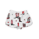 Game Day Red and Black Thunderbird Boots Quilted Scallop Shorts *Web Exclusive*
