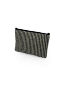 Ticking Stripe Linen/Black Quilted Makeup Bag