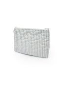 Ticking Stripe Blue Quilted Makeup Bag