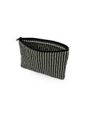 Ticking Stripe Linen/Black Quilted Makeup Bag