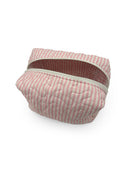 Ticking Stripe Sand/Fuchsia Quilted Makeup Bag